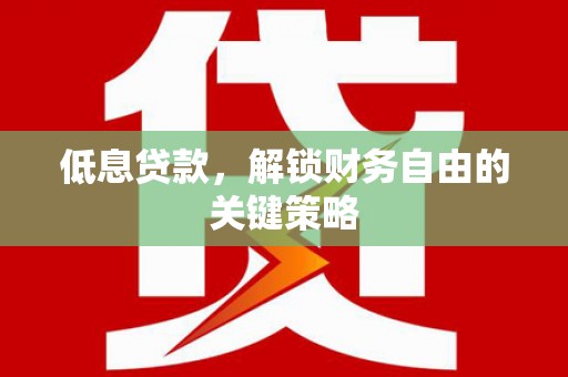 小港低息贷款，解锁财务自由的关键策略