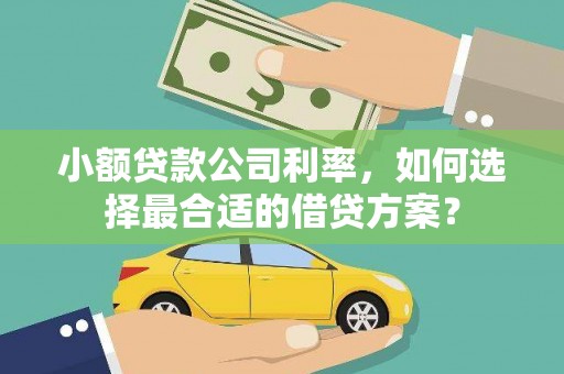 东乌旗小额贷款公司利率，如何选择最合适的借贷方案？